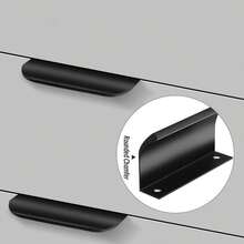 10pcs Black Aluminum Flat Finger Pull Handles | Hidden Cabinet Door Handles | Modern Minimalist Invisible Pulls | Recessed Rear Mount | Suitable For Kitchen Cabinets, Wardrobes, Drawers - One Size - View 10