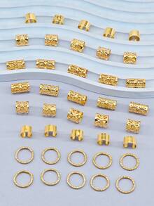 40pcs Mixed Styles Hair Scrunchies, Adjustable Hair Ties Suitable For Braiding Hairstyles, All Season - Gold - View 6
