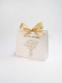 5pcs Mother's Day Gift Box With Gold Foil Flower Bouquet Design, Mini Paper Favor Packaging With Satin Ribbon Bow, Elegant Small Gift Wrap For Mom Appreciation Party, Candy Treat Holder For Birthday Wedding Baby Shower, Romantic Floral Keepsake Box, Easy To Assemble - 11.5X4.5X10cm - View 14
