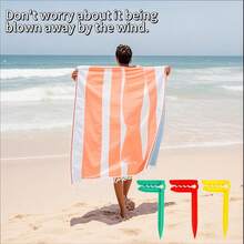 4/12pcs Beach Towel Clips, Plastic Towel Clips, Beach Towel Fixing Clips, Windproof Camping Mat Clips, Closet Clips, Portable Outdoor Picnic Blanket Clips - Multicolor - View 4