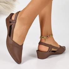 Women's Bow Slip-On Flat Shoes, Comfortable For Commuting And Work - Brown - View 4