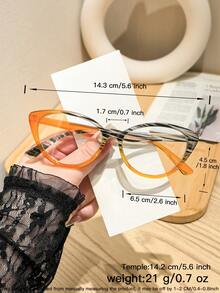 1 PC Women's Retro Cat Eye Glasses Frame ColorBlock And Black Lightweight Frame Transparent And Clear Lenses Eyewear For Office Study With Glasses Box - Multicolor - View 11