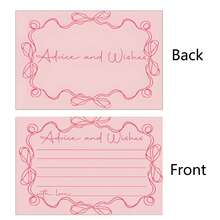 50pcs Pink Bow Greeting Cards, Double-Sided Blank Cards Suitable For Wedding Reception, Bridal Shower, Bride & Groom, Baby Shower, Graduation - View 4