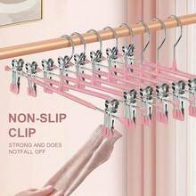 POZEAN Pants Hangers With Clips For Women 30 Pack, 12Inch Adjustable Heavy Duty Skirt Hangers, Space Saving Non-Slip Shorts Jeans Trousers Clothes Hangers, Pink - Hồng - Xem 6