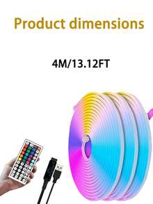 Bandes lumineuses LED multicolores avec télécommande, lumières au néon DIY avec USB, effets segmentés RVB, convient pour la décoration de la chambre, l'intérieur de l'armoire, le cadre du miroir de vanité, le bas du canapé, la vitrine de la boutique, le chemin du jardin, l'éclairage décoratif pour Halloween, Noël et d'autres fêtes ou l'éclairage au néon quotidien de la maison - Néon - Voir 14