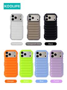 Koolife 1pc Solid Color 3D Capsule Phone Case, TPU Soft, Creative Design, Airbag Shockproof Cover, Compatible With Apple 17/17Pro/17ProMax - Orange - View 5