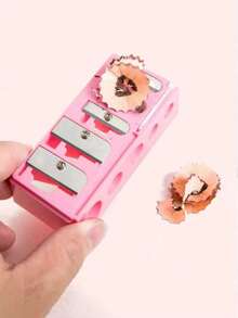 1 chiếc bút kẻ mắt 5 lỗ cao cấp màu hồng, bút kẻ lông mày, cọ trang điểm, gọt bút chì. Gọt bút chì thiết kế 5 lỗ, tiện dụng đa chức năng. - Hồng - Xem 4