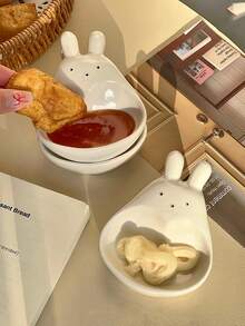 Rabbit Shaped Dipping Sauce Dish, Creative Cute Tableware Small Plate For Soy Sauce, Ketchup, Salad Dressing - Multicolor - View 3