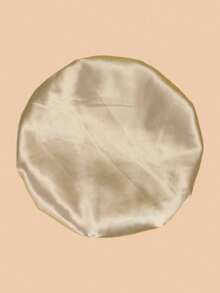 1件装睡眠护发帽：可重复使用的超大号粉色缎面睡帽，配有宽弹力带，丝绸材质，缎面材质，睡眠帽 - 卡其色 - 查看 2