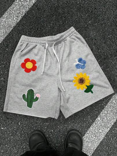 Quần short nam dáng casual in hoa, kiểu dáng mùa hè, thoáng khí, thoải mái khi mặc hàng ngày, eo có dây rút điều chỉnh, cạp chun co giãn và có túi.