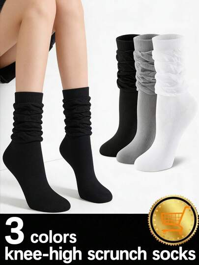 1 Pair Puff Sleeve Socks, Unisex Fashion Minimalist Knee-High Socks, Suitable For Daily Life, Outdoor Sports, Indoor Wear, Stretchable Design, Suitable For All Seasons, Y2K & Minimalist Style