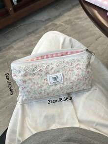 1pc Pink Lace Flower Shaped Large Capacity Stationery Bag, Fashionable Unique Style, Minimalist Cosmetic Bag, Student Pencil Case, Suitable As Back To School Gift, Student Exchange Gift - Multicolor - View 2