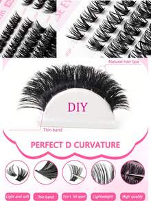 Bộ 590 sợi mi giả, độ cong D, 30D+40D+50D+60D+80D+100D, tự nhiên và dày dặn, tự làm nối mi, tôn lên vẻ đẹp của bạn, vật dụng cần thiết khi đi du lịch. - D - Xem 5