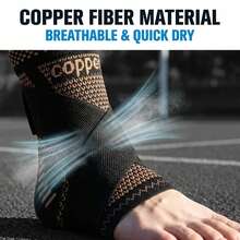 1pc Adjustable Copper Ankle Joint Compression Sleeve, With Fixed Strap Ankle And Heel Support Brace, Unisex For Basketball, Football, Climbing And Other Sports - Multicolor - View 4
