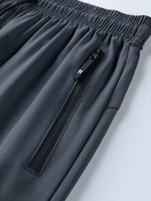 Men's Lightweight Running Pants, Thin Jogging Drawstring Sports Casual Trousers For Spring/Summer, Solid Color Outdoor Sportswear - Dark Grey - View 4
