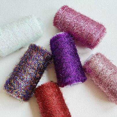 50g Crochet & Knitting Wrap Yarn, Shiny Glass Fiber, Suitable For Bags, Hair Accessories, Pendants, Envelopes, Scrapbooking DIY