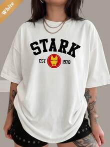 IIrons Man Tony Stark EST 1970 Vintage College Unisex 100% Cotton Graphic T-Shirt,  Superhero Fan Tee - 白色 - 查看 6