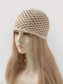 1 chiếc mũ len móc thủ công nhẹ, thời trang mùa xuân/thu dành cho nữ, phù hợp với phong cách boho hàng ngày. - A - Xem 18