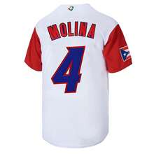 #4 Puerto Rico Legendary Catcher Yadier Molina Baseball Jersey,Letter Embroidery WBC Commemorate Clothing,Unisex Game Day Gift - White - View 3