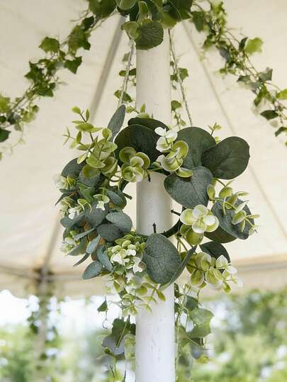 1 Dây nến giả hình lá bạch đàn - Nến giả thích hợp cho trang trí đám cưới, Ngày Valentine, Lễ Phục Sinh, Ramadan, Ngày của Mẹ - Cây xanh giả bằng nhựa dùng để trang trí bàn, cửa, trung tâm nhà.