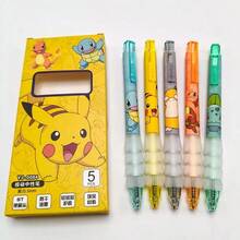 pokemon Bộ 6 bút bi gel Pokémon có thể thu gọn, đầu bút 0.5mm, mực đen, dùng để ký tên, làm đồ dùng học tập, văn phòng phẩm, quà tặng tiệc tùng. - Nhiều kiểu dáng - Xem 7