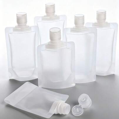 3'lü Set - 30ml/50ml/100ml Sıvı Doldurulabilir Poşetler, Küçük Hunili, Taşınabilir Sıvı Kozmetik Ambalaj Poşetleri, Kozmetik Seyahat Dolum Poşetleri, Seyahat İçin Kapaklı Kozmetik Ambalaj Poşetleri, Şampuan Sıkma Poşetleri, Sıvılar İçin Uygun