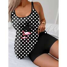 Pink Flamingo Hawaii 2pcs Tankini Swimsuits Stretchy Swim Tops Hide Tummy Bathing Suit Shorts - 混合顏色 - 查看 7