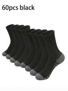60/50 Pairs Comfortable Men's Sports Boat Socks, Suitable For Outdoor Casual Wear, All-Season White Antibacterial Odor-Resistant Moisture-Wicking Thick Sports Socks. Comfortable Daily Wear Unisex Casual Socks - Multicolor - View 26