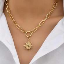 1 pièce Collier pendentif soleil vintage à la mode - Or jaune - Voir 7