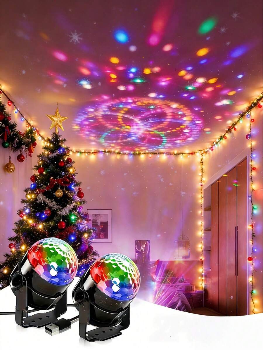 Disco Ball DJ Light, Party Light, RGB Rotating Stage Strobe Light, Suitable For Christmas, Wedding, Bar, Cafe And Store Display Atmosphere Decoration Light, Suitable For Graduation, Birthday, Wedding, Summer Bar Decoration