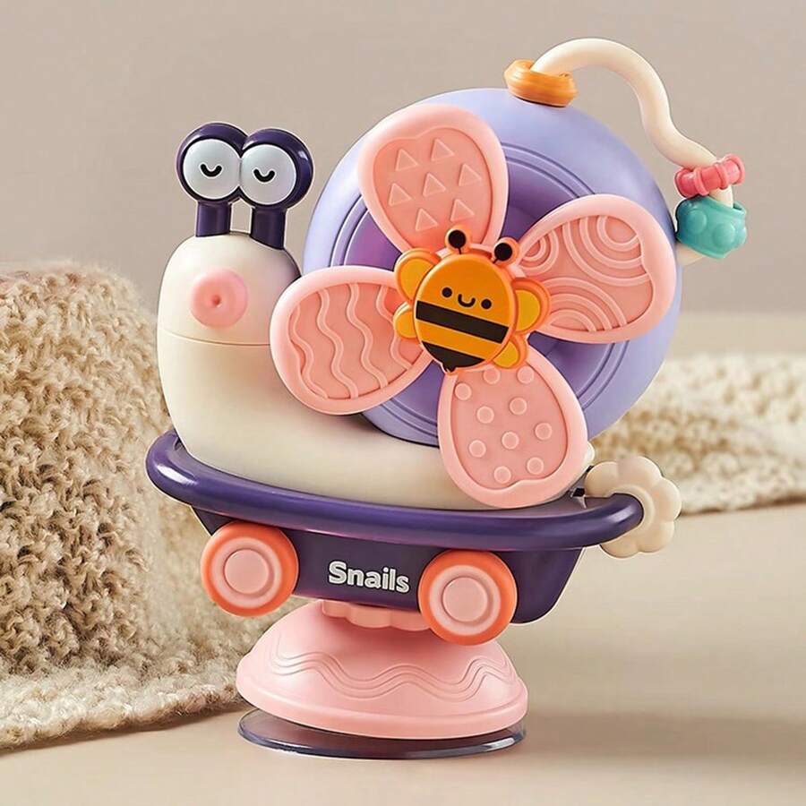蜗牛爬行车，蜗牛主题旋转水上玩具，吸盘式震动趣味蜗牛旋转玩具，带可拆卸部件，婴儿安抚玩具