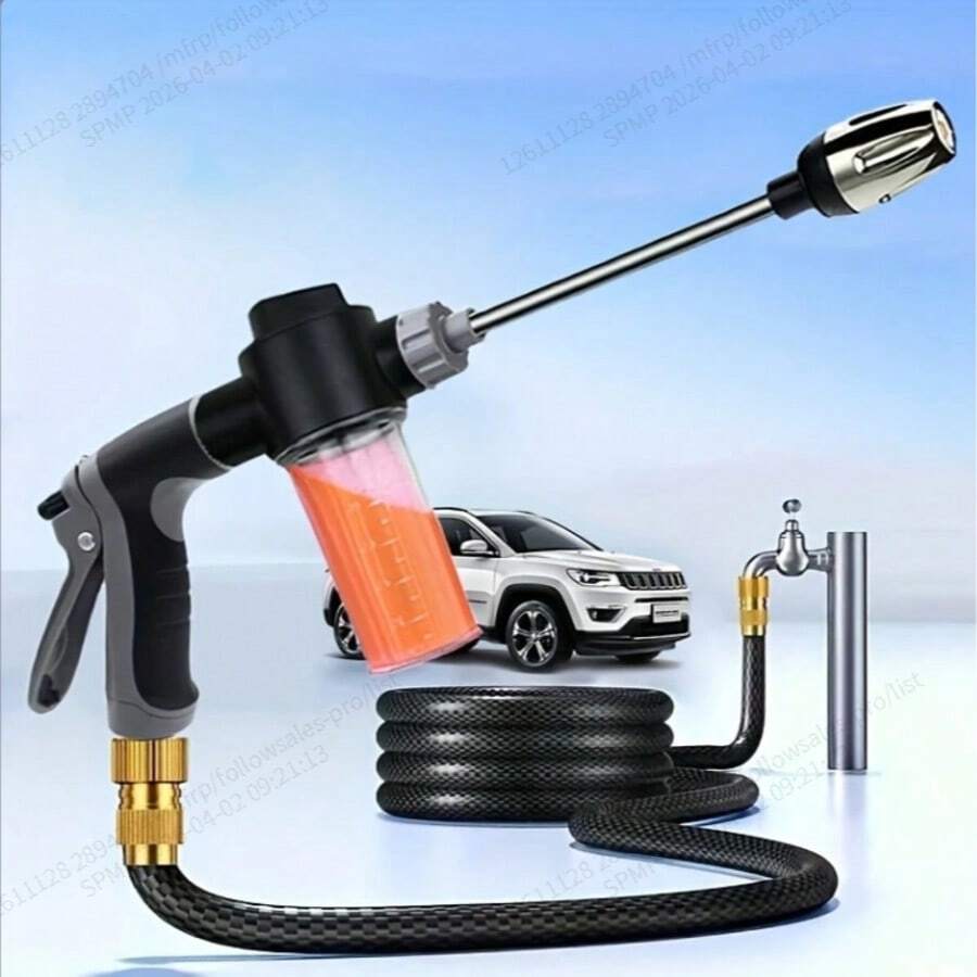 Pistola de agua de alta presión para lavado de autos con mango largo, Body de plástico, herramienta de riego multifuncional adecuada para autocaravanas y jardines, boquilla de manguera de jardín, pistola de plástico resistente, sin batería - A - Ver 1