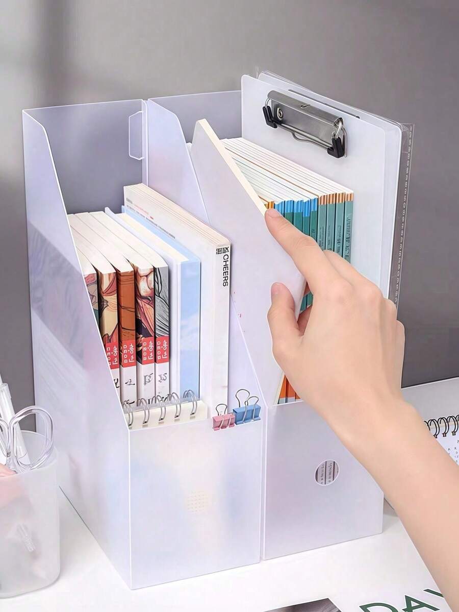 1PC Foldable Desktop File Organizer - Minimalist Office And Home Document Rack, Space Saving Letter Tray, Adjustable Book Stand, Multi Functional Desktop Organizer, Suitable For Storing Paper, Folders, Notebooks, Bookshelves, And Other Items. Bookshelf Accessories, Effectively Manage Desktop Clutter, Easy To Access, Very Suitable For Use In Dormitories - Multicolor - View 1