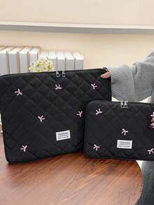 Cute Bow Quilted Laptop Sleeve, Fits 10/11 Inch And 13/14/15/15.6 Inch Laptops, Portable Shock-Resistant Computer Inner Bag Compatible With MacBook, HP And All Laptops - View 8
