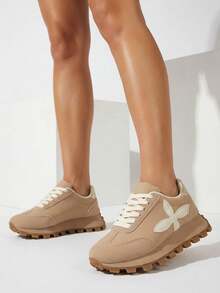 Hestia Women's Sports Sneakers With Thick Sole - Khaki - View 7
