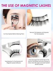 Rikuaild 1 Pair Magnetic Eyelashes With Magnetic Applicator, Natural & Thick Reusable Magnetic Lashes Set With Magnetic Brush - Fluffy Lashes - View 5