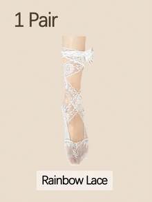 OU LIAN NIAO 4 kiểu tất vô hình buộc dây, đế silicon chống trượt, vải lưới thoáng khí, tất mùa hè dễ thương và ngọt ngào phong cách Lolita dành cho nữ, phù hợp để phối đồ hàng ngày, trang phục phong cách Y2K, trang phục dự tiệc và quà tặng ngày lễ. - Nhiều màu - Xem 12