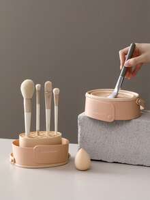 1pc Foldable Makeup Brush Cleaning Bowl, Multi-Functional Wash & Dry Rack, Makeup Sponge Cleaning Tool Box With Handle - A - View 6