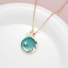 1pc Star Moon Sun Ocean Pendant Necklace Starry Sky Necklace Gift Gift For Girlfriend Couple Mother - màu xanh lá - Xem 4