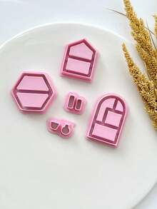 Bookshelf Shape Polymer Clay Cutters, Clay Earring Cutters For Polymer Clay Jewelry Making, Polymer Clay Stud Earring Making Tools, Clay Jewelry Making Kit, Clay Earring Molds, PLA Material, DIY Earring Gift - Pink - View 10