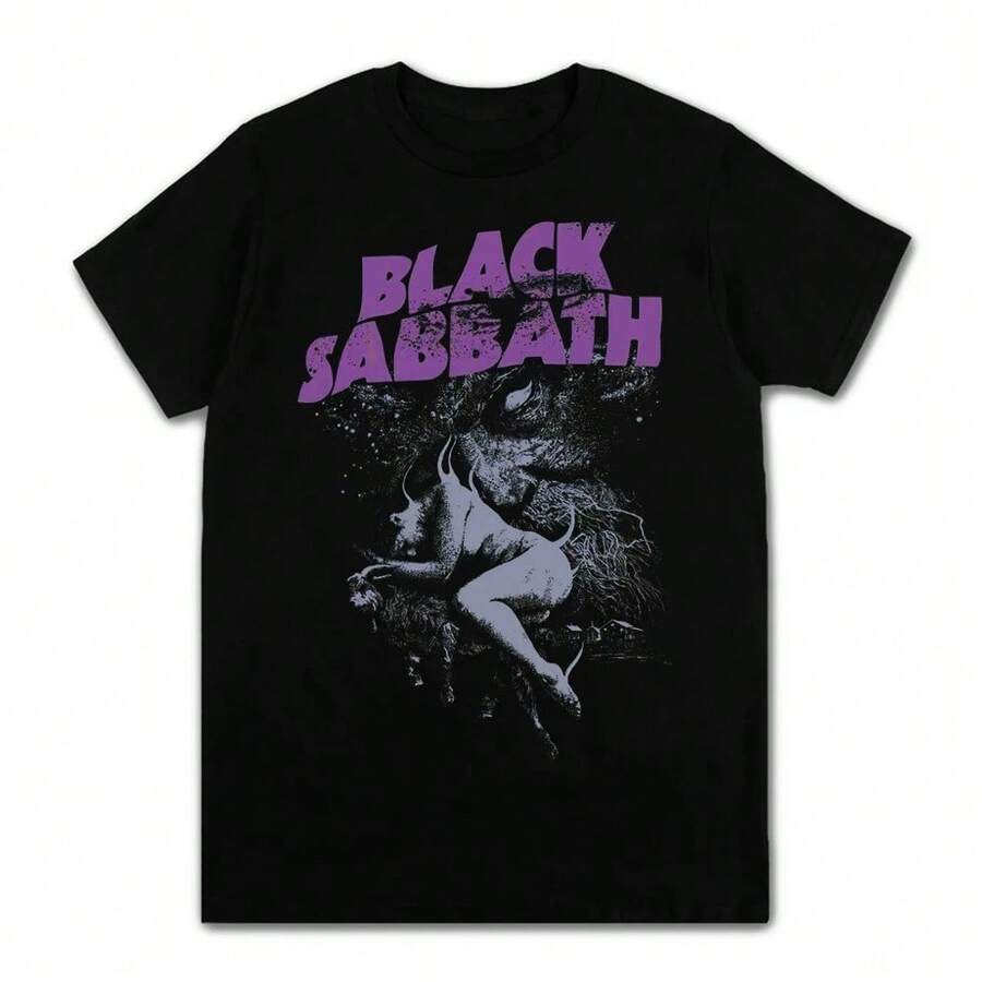 Black Metal Rock Band Graphic T-Shirt Men Women Fashion Casual Short Sleeve Plus Size Unisex For Summer Outings 62474 - 黑色 - 查看 1