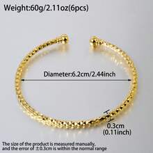 6 Stück Boho-Stil 14K vergoldete Kupfer-Armreifen, Schmuckstapel für den täglichen Gebrauch - Goldgelb - Übersicht 7