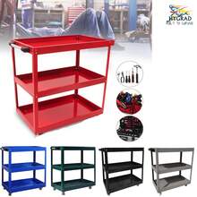 Hygrad Built to Survive Tool Storage Heavy Duty Durable Garage Trolley Workshop 3 Tier Wheel Cart Shelf - Grey - View 3