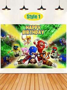Sega 85*120厘米卡通主题背景布，适用于生日派对装饰、户外用餐、生日派对用品、情人节、感恩节、新年和生日派对装饰背景，派对装饰用品 - 多色 - 查看 17