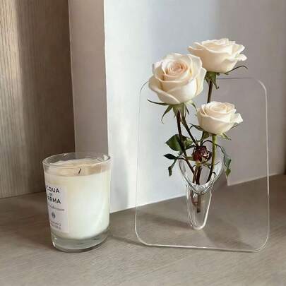 Bình hoa khung ảnh acrylic, kiểu dáng INS sáng tạo, trong suốt, tối giản, dùng để trang trí bàn làm việc, bình hoa thủy canh cao cấp.