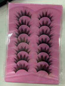 Mink Lashes False Eyelashes 18mm 3D Volume Cat Eye Lashes Faux Mink Eyelash Wispy Fake Eyelashes Thick Strips Lash Pack, 7 Pairs - D - Xem 3