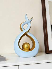 Escultura abstracta moderna en negro & dorado, estatua artística de lujo, elegante pieza central de decoración para el hogar adecuada para sala de estar, mueble de TV, estantería, escritorio de oficina, entrada, regalo ideal para inauguración de casa y boda, acento contemporáneo para dormitorio y mesa de comedor - 1PC - Ver 12
