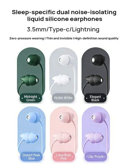 REMAX Soft Silicone Noise-Isolating Sleep Earphones, Wired Earphones With Music Controls For Mobile Phones, Zero-Pressure Wear, Thin And Invisible, Double Noise Isolation, Soft And Comfortable, High-Definition Sound Quality, 3.5mm/Type-C/Lightning.
