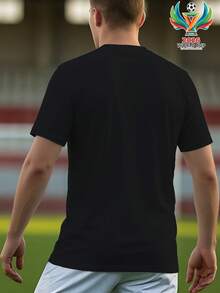 Vintage T-Shirt mit WM-Motiv 2026 im Streetwear-Stil, bedruckt, ideal für Outdoor-Aktivitäten, Partnerlook für Damen und Herren, Sommer-Modeartikel, Geschenkidee. 1 Stück. - Schwarz - Übersicht 3