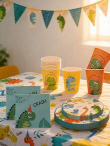 64pcs/Set Birthday Theme Party Tableware Set, Paper Plates, Disposable Plates, Party Decorations, Restaurant Decorations, Birthday Supplies Set, Party Decorations, Happy Birthday, Gifts, (Two Colors Of Paper Cups, Randomly Shipped) - Multicolor - View 5